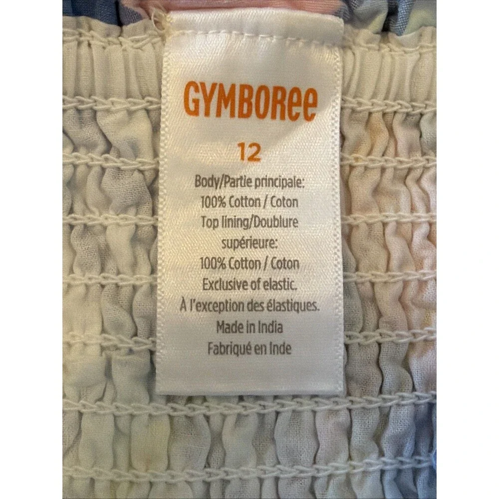 Gymboree Pastel Plaid Smocked Dress Girls Sz 12 100% Cotton Pink Blue Preppy EUC